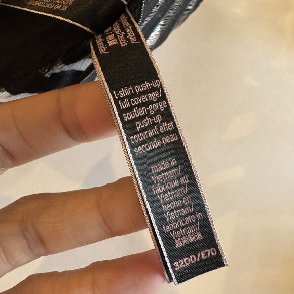 Victoria’s Secret T-Shirt Push-Up Bra 32DD Full Coverage Strappy Back Black - Picture 8 of 8